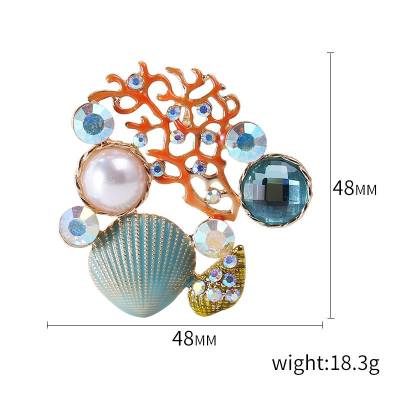 Alloy Crystal Shell Brooch PA3670
