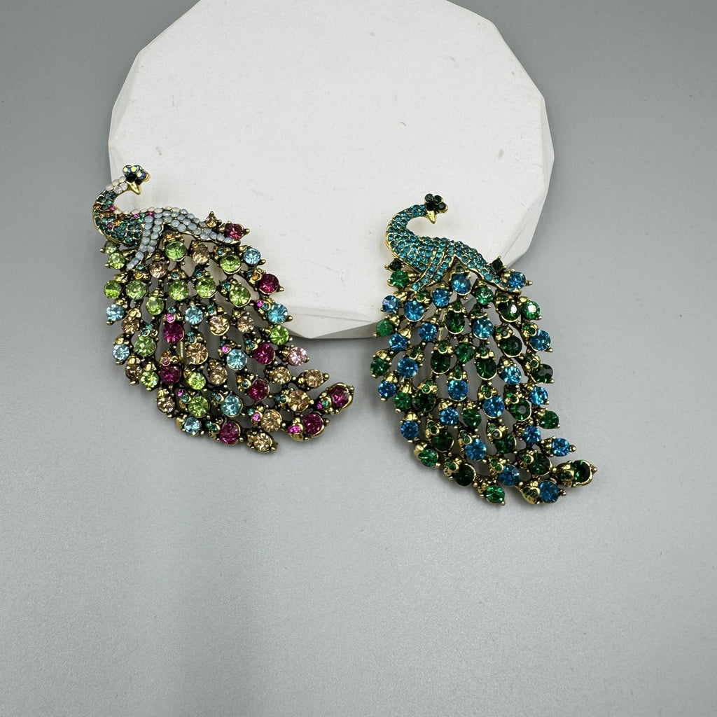 Peacock Rhinestone Brooch PA3689
