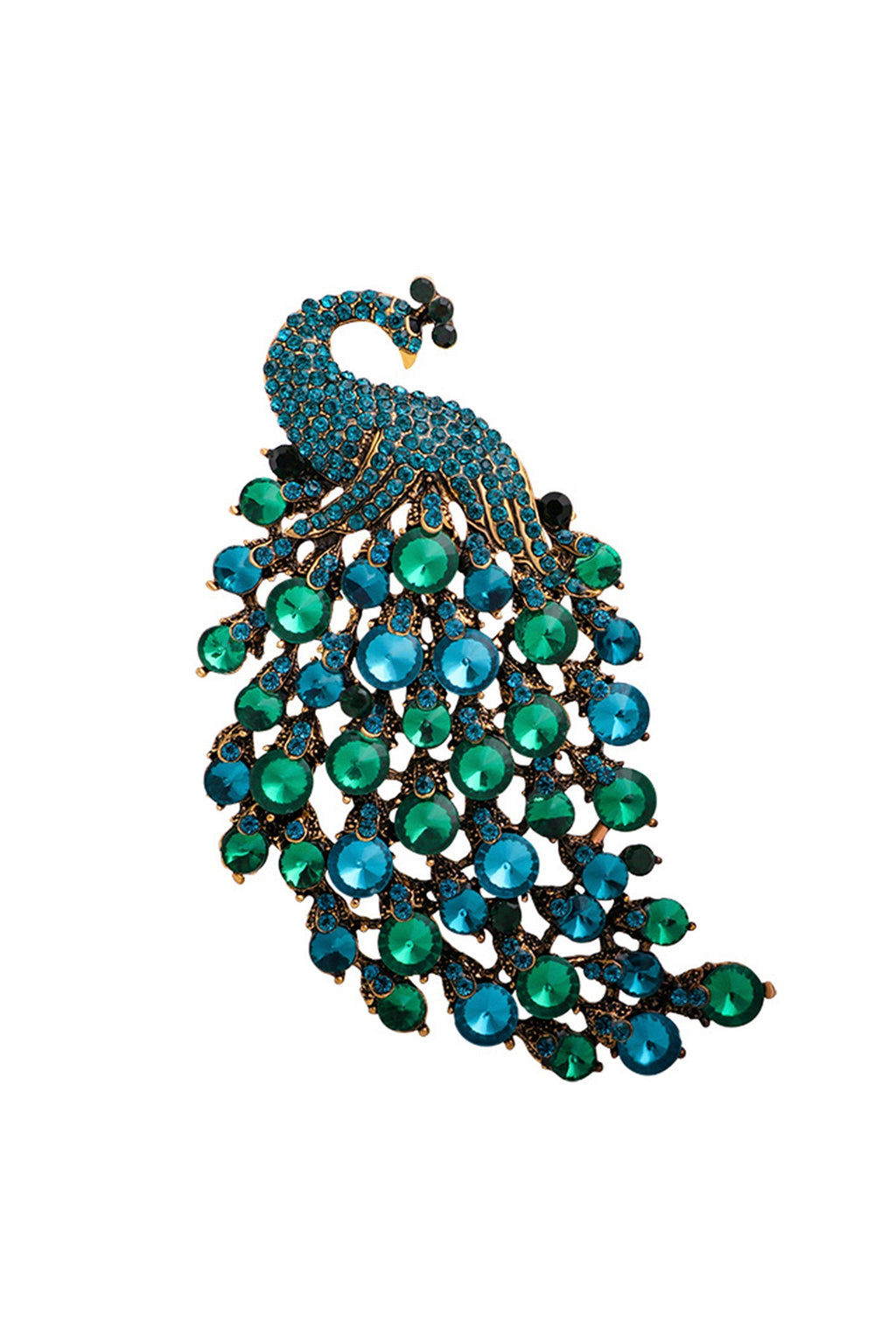 Peacock Rhinestone Brooch PA3689
