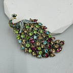 Peacock Rhinestone Brooch PA3689