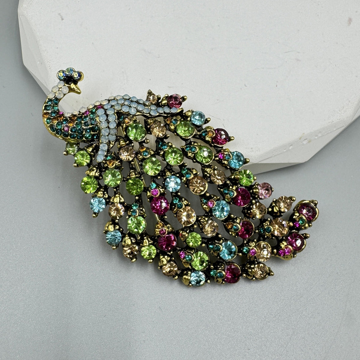 Peacock Rhinestone Brooch PA3689