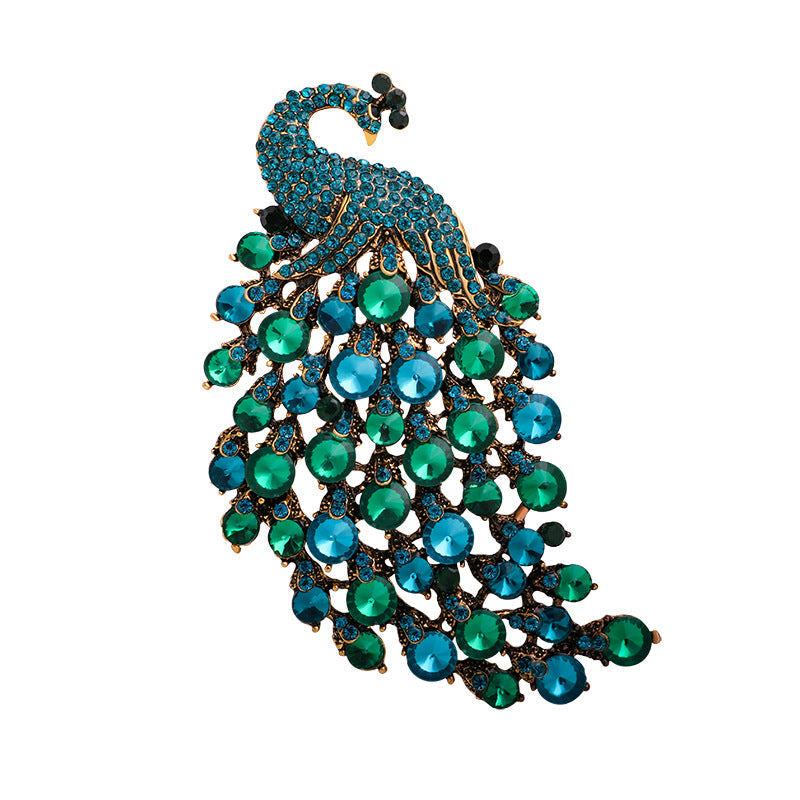 Peacock Rhinestone Brooch PA3689