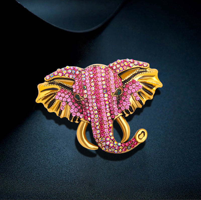 Elephant Head Rhinestone Brooch PA3695