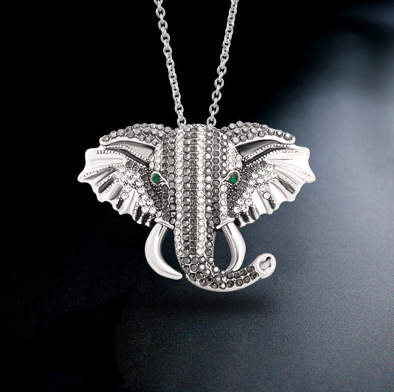 Elephant Head Rhinestone Brooch PA3695