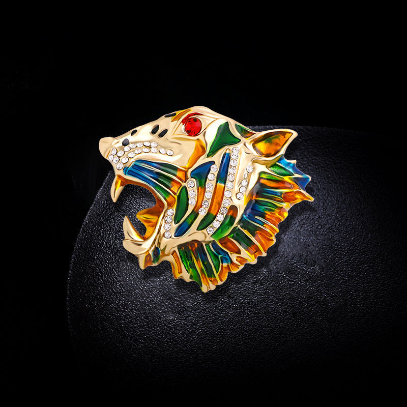 Tiger Head Rhinestone Brooch PA3739 - view 6