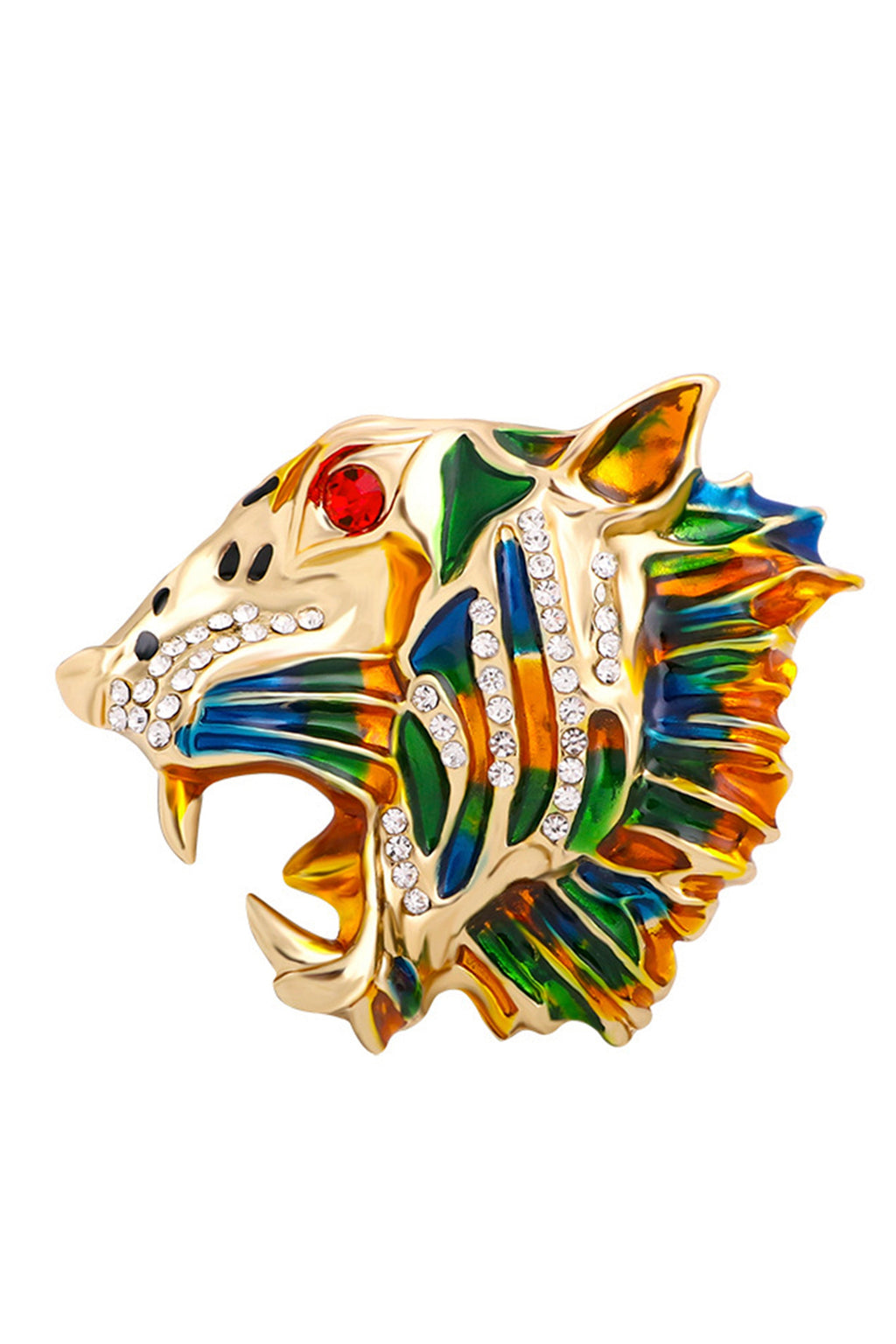 Tiger Head Rhinestone Brooch PA3739 - view 9