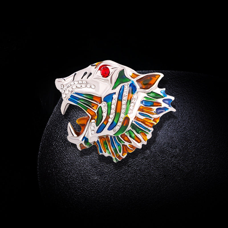 Tiger Head Rhinestone Brooch PA3739 - view 3