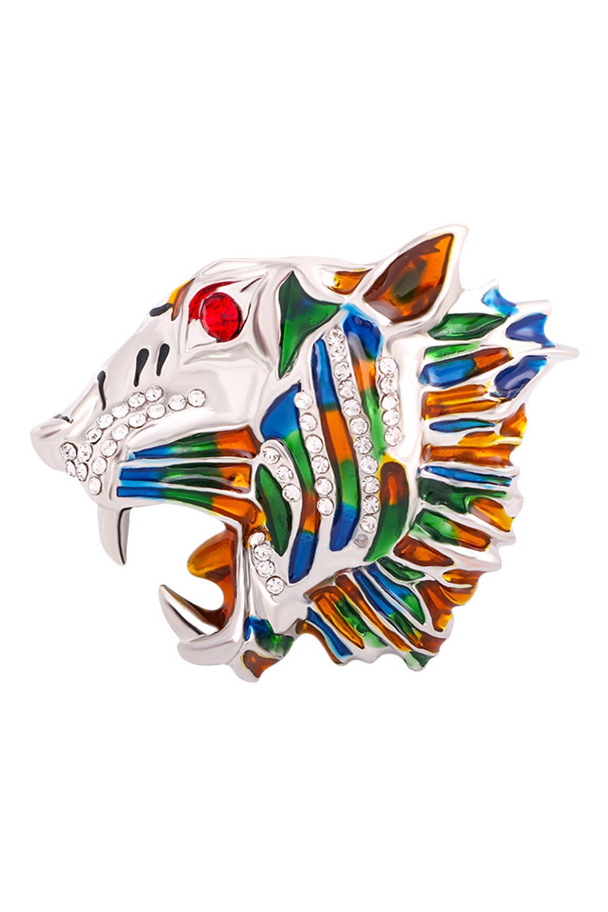 Tiger Head Rhinestone Brooch PA3739