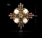Cross Pearl Rhinestone Brooch PA3766
