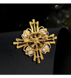 Cross Pearl Rhinestone Brooch PA3766