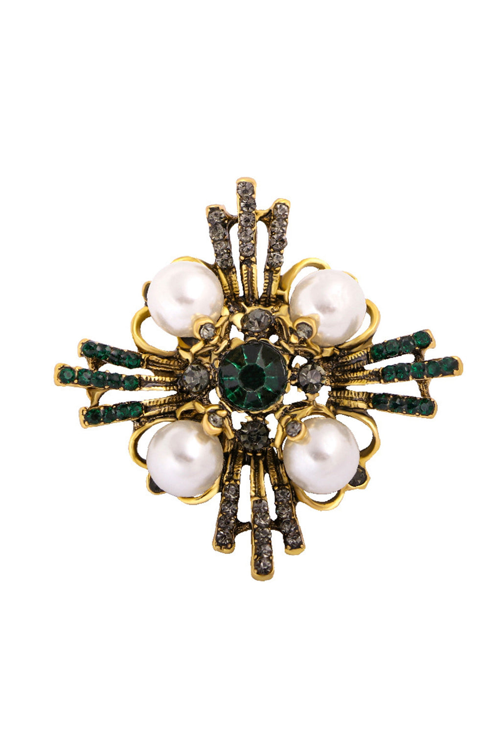 Cross Pearl Rhinestone Brooch PA3766