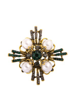 Cross Pearl Rhinestone Brooch PA3766