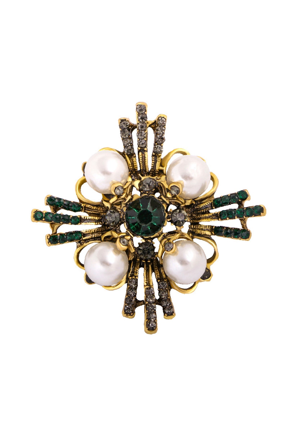 Cross Pearl Rhinestone Brooch PA3766