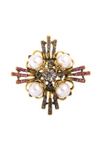 Cross Pearl Rhinestone Brooch PA3766