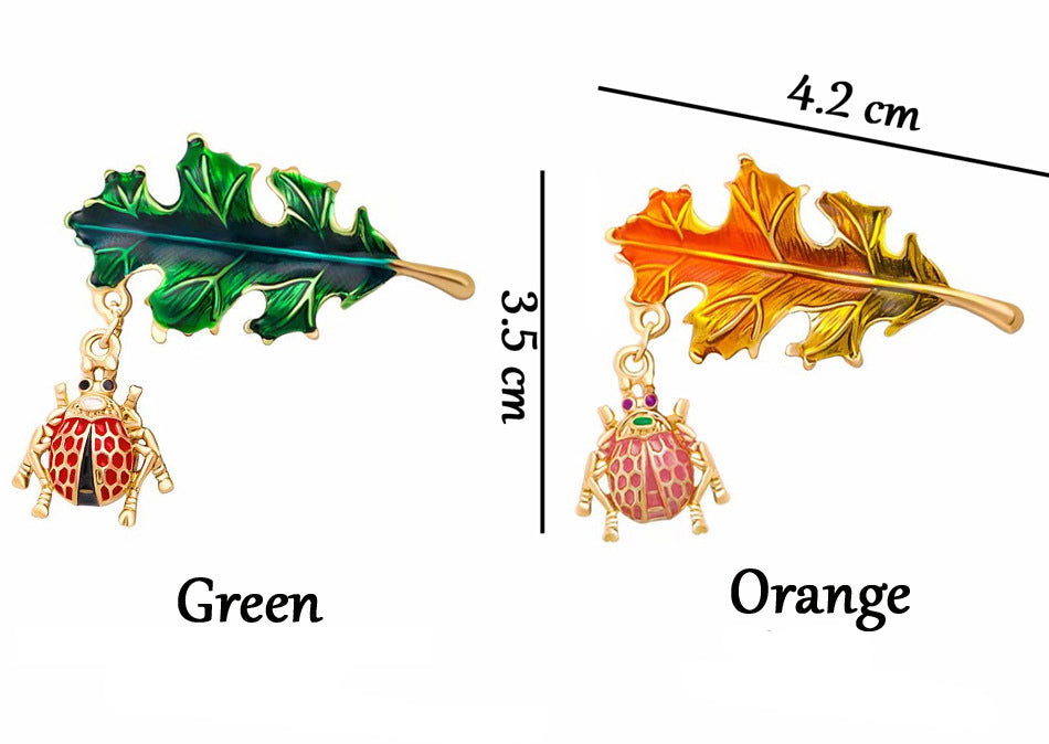 Leaf Ladybug Alloy Brooch PA3767