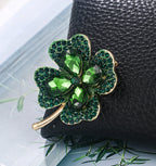 Clover Rhinestone Brooch PA3792