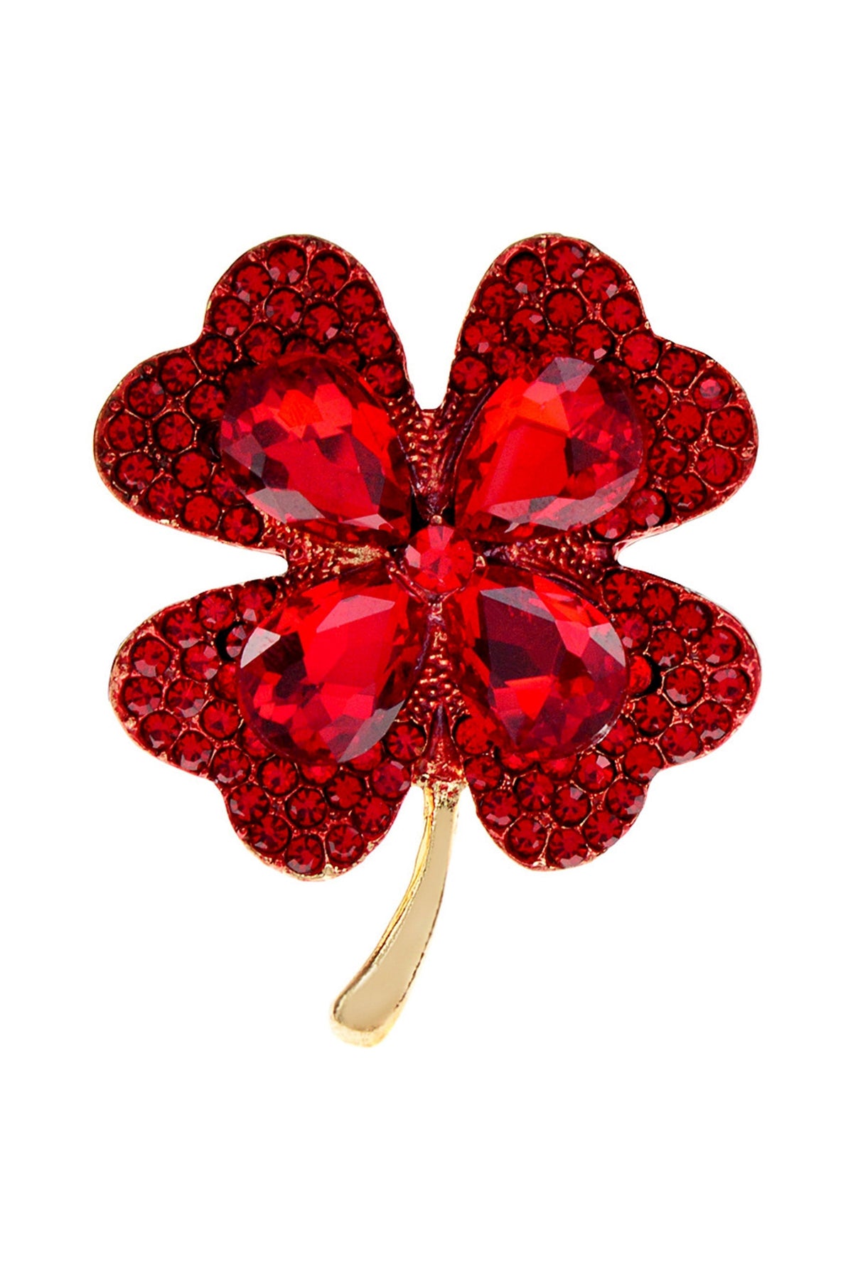 Clover Rhinestone Brooch PA3792