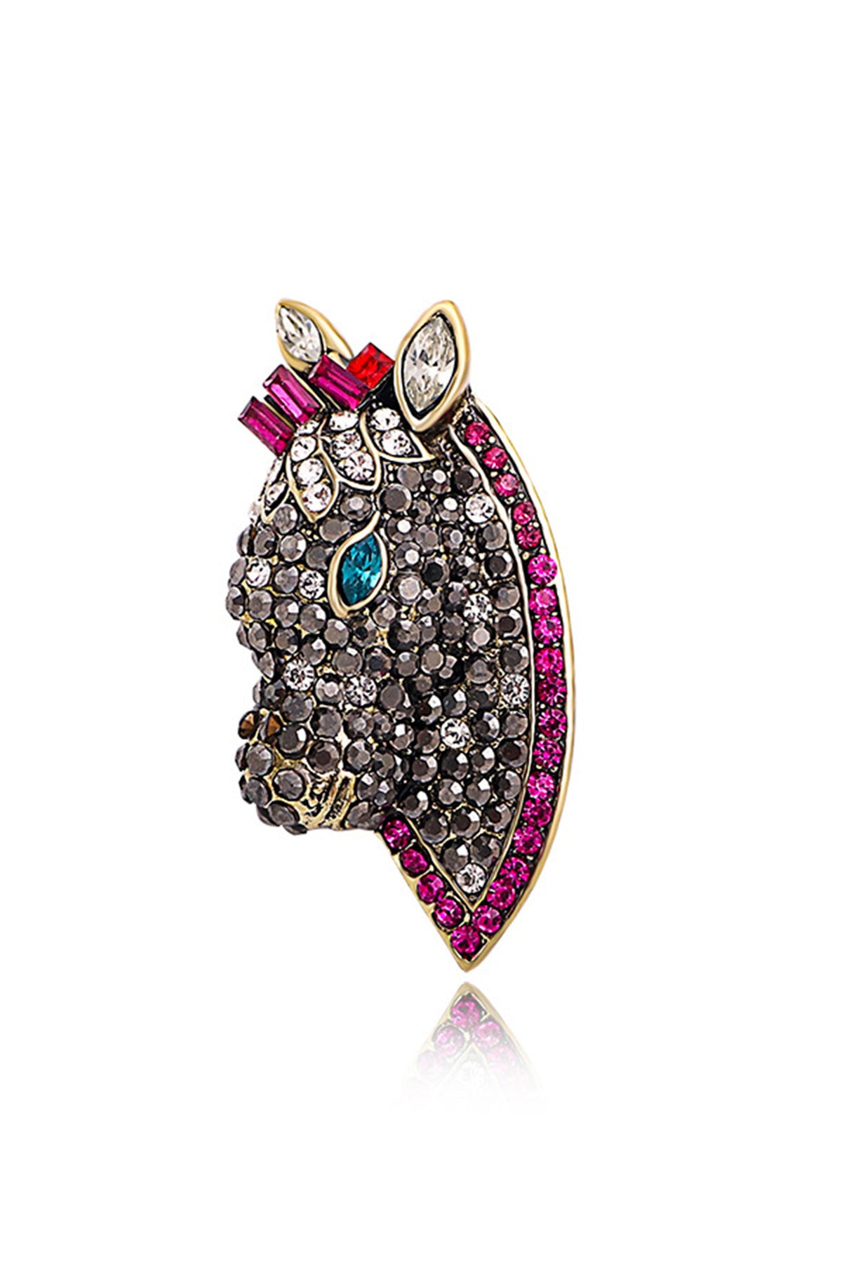 Horse Head Rhinestone Brooch PA3831
