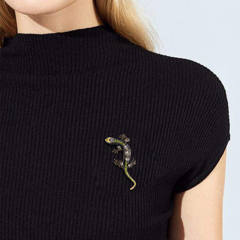 Lizard Rhinestone Brooch PA3832