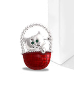 Cat Basket Alloy Brooch PA3834
