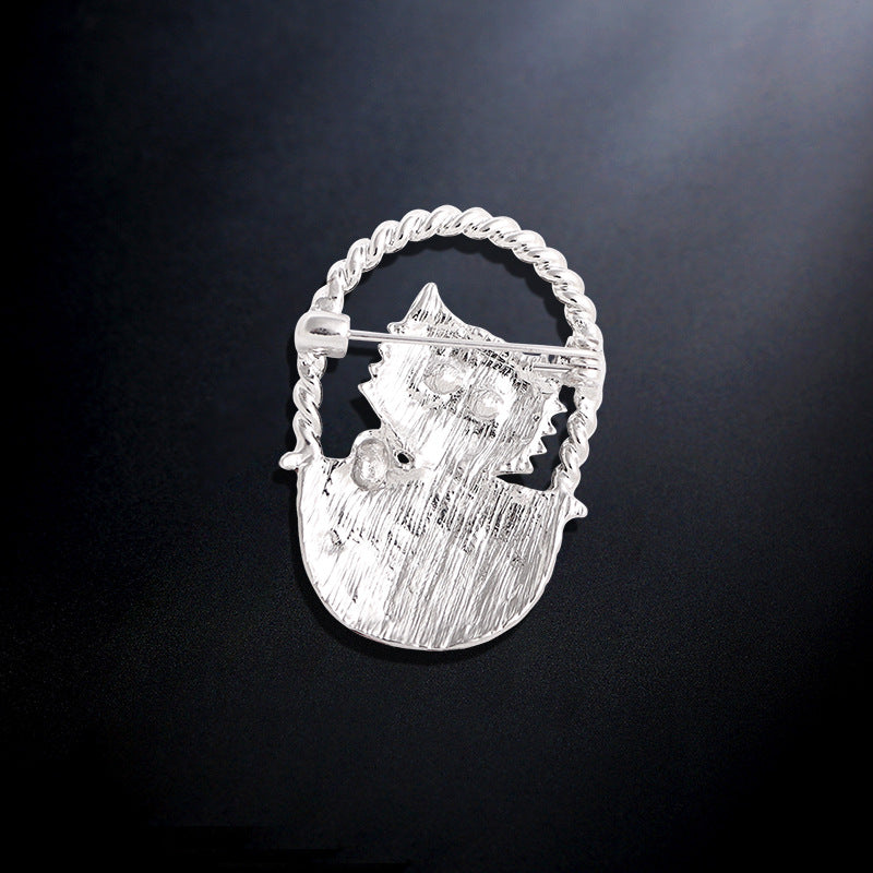 Cat Basket Alloy Brooch PA3834