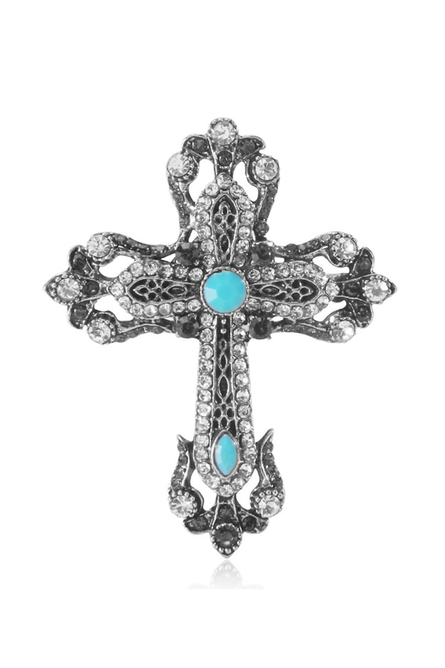 Cross Rhinestone Pearl Brooch PA3845