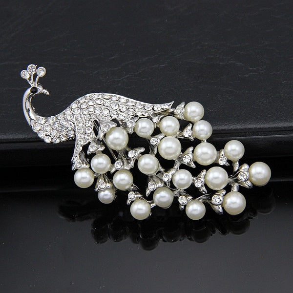 Peacock Rhinestone Brooch PA3847