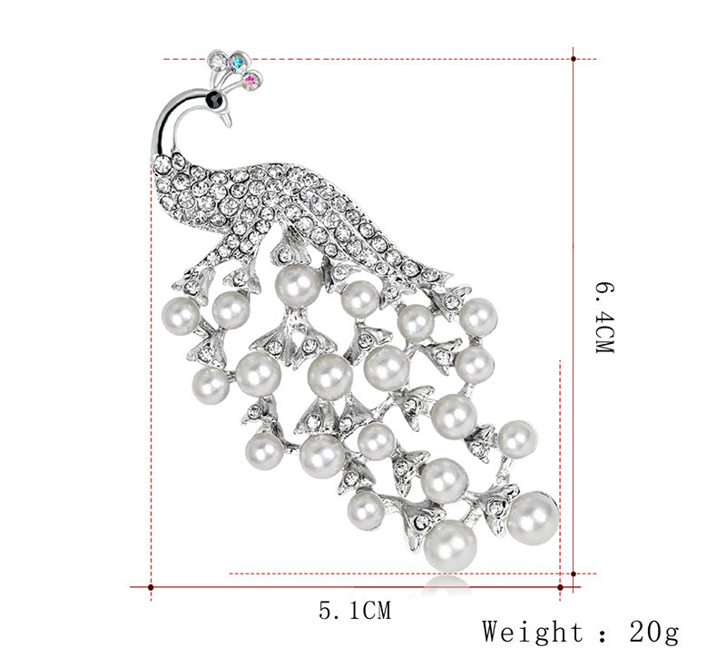 Peacock Rhinestone Brooch PA3847