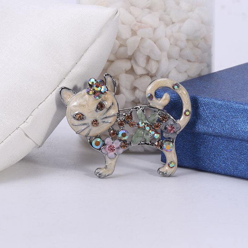 Cat Rhinestone Brooch PA3861 - view 4