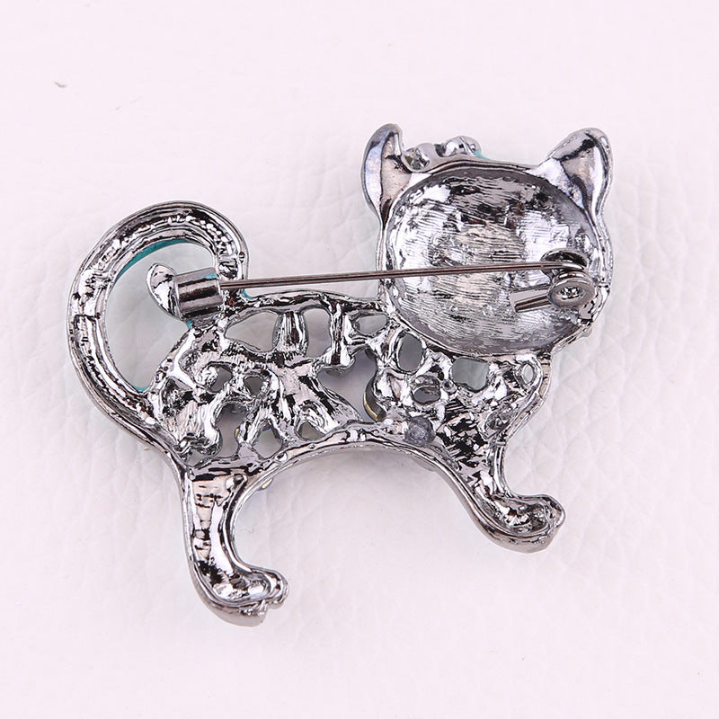 Cat Rhinestone Brooch PA3861 - view 6
