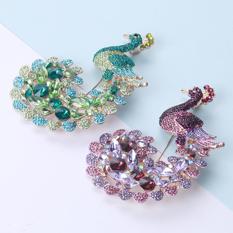 Peacock Alloy Rhinestone Brooch PA3878 - view 6