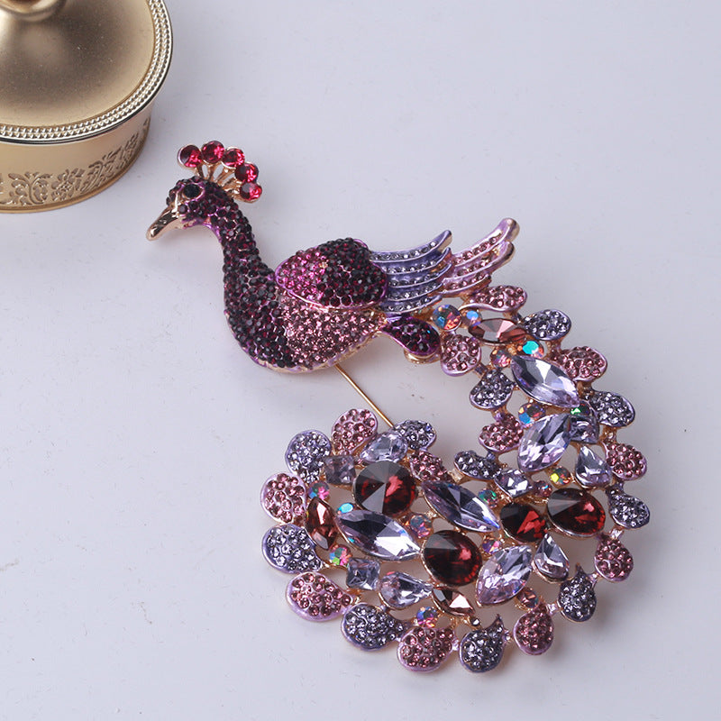 Peacock Alloy Rhinestone Brooch PA3878 - view 4