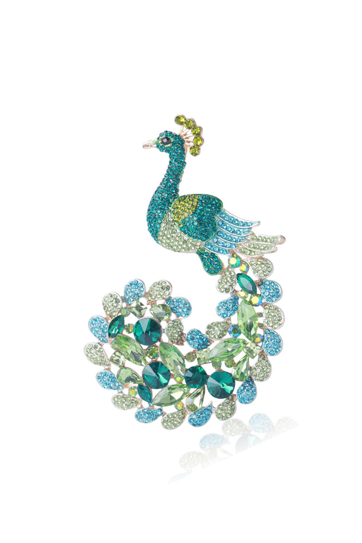 Peacock Alloy Rhinestone Brooch PA3878 - view 2