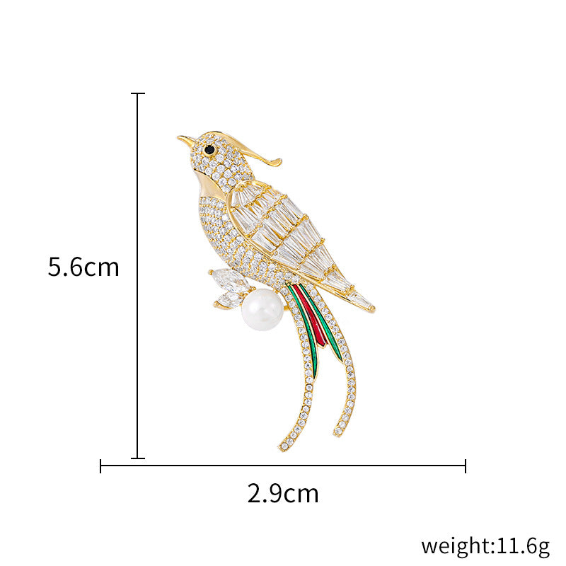 Bird Zircon Brooch PA3890