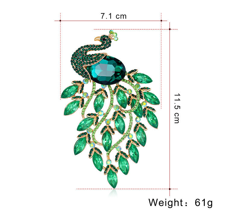 Peacock Rhinestone Brooch PA3910 - view 2