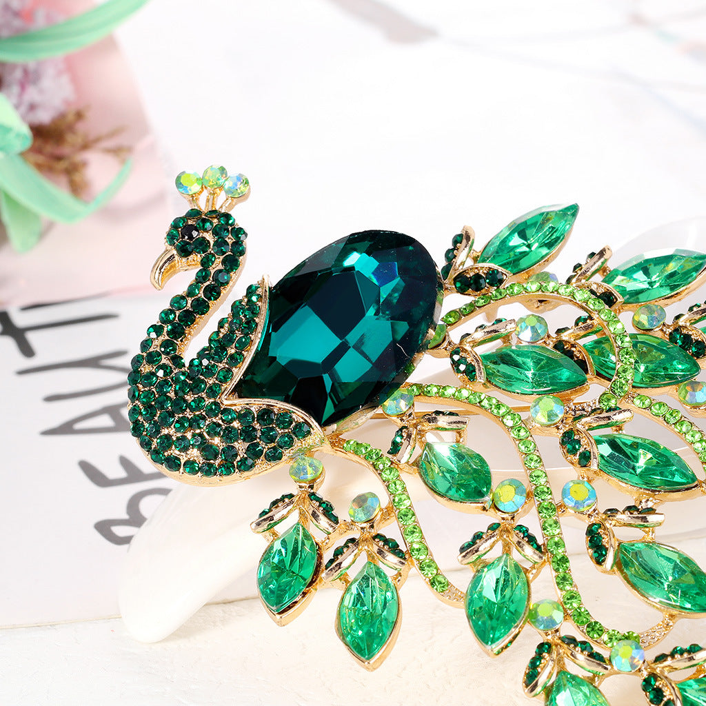 Peacock Rhinestone Brooch PA3910 - view 4