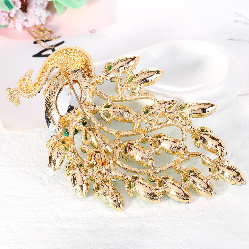Peacock Rhinestone Brooch PA3910 - view 5