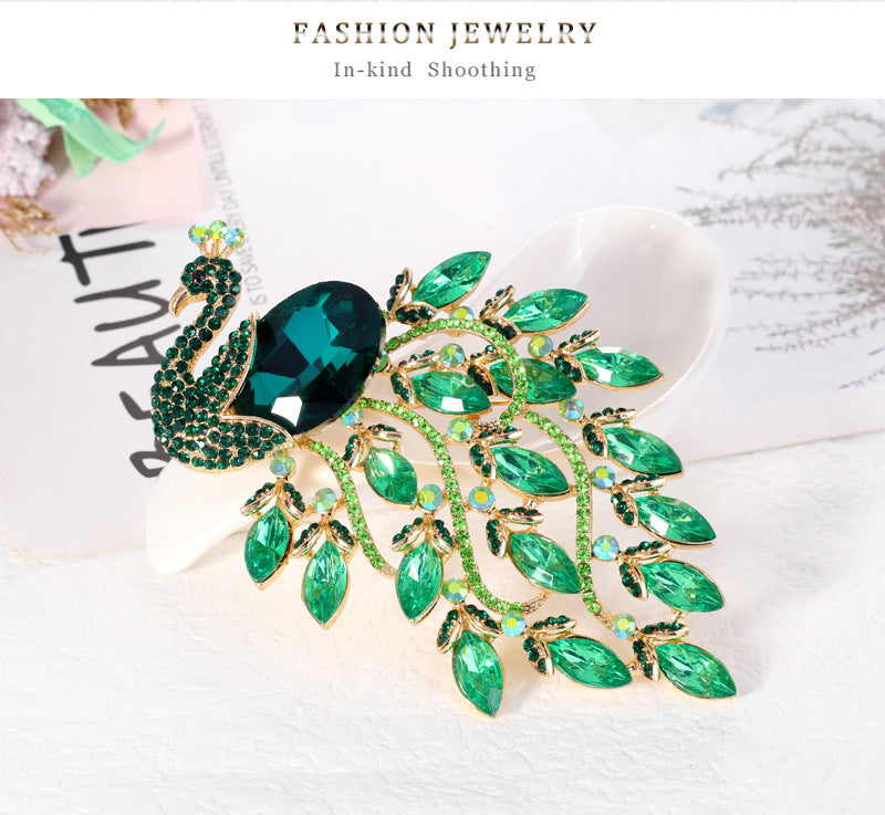 Peacock Rhinestone Brooch PA3910 - view 6
