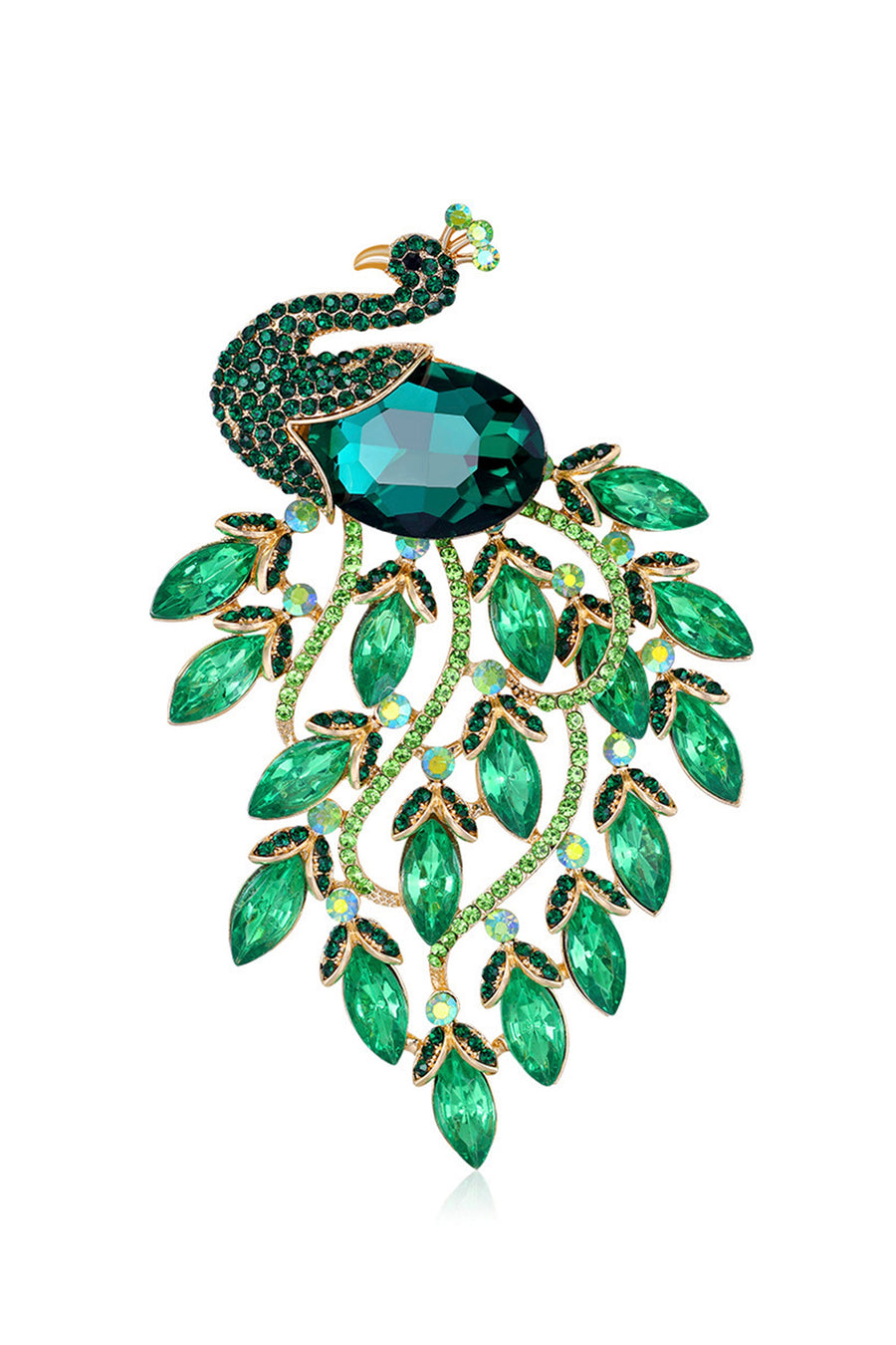 Peacock Rhinestone Brooch PA3910