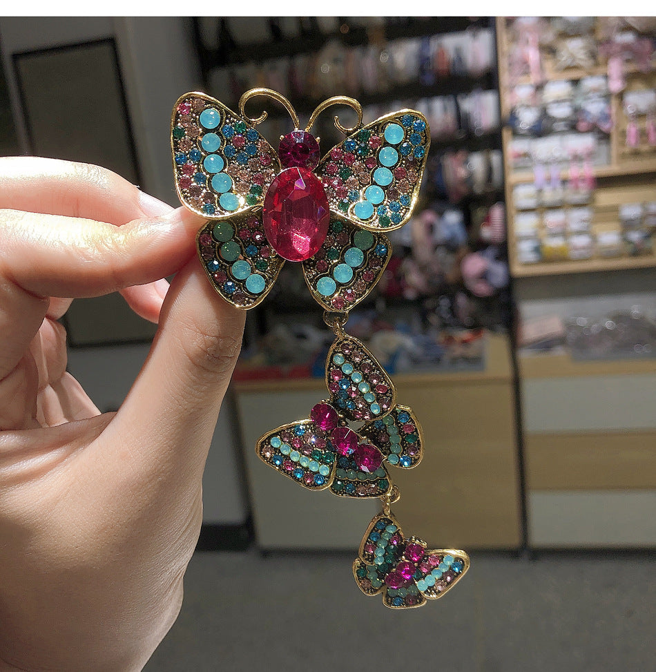 Three Butterflies Crystal Alloy Brooch PA3914 - view 4