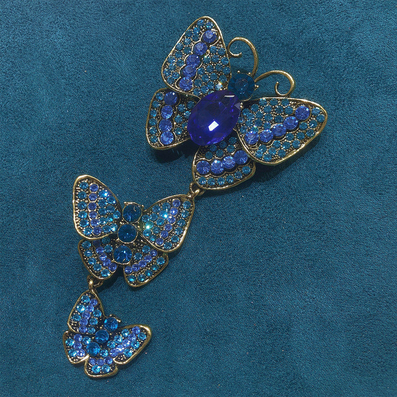 Three Butterflies Crystal Alloy Brooch PA3914
