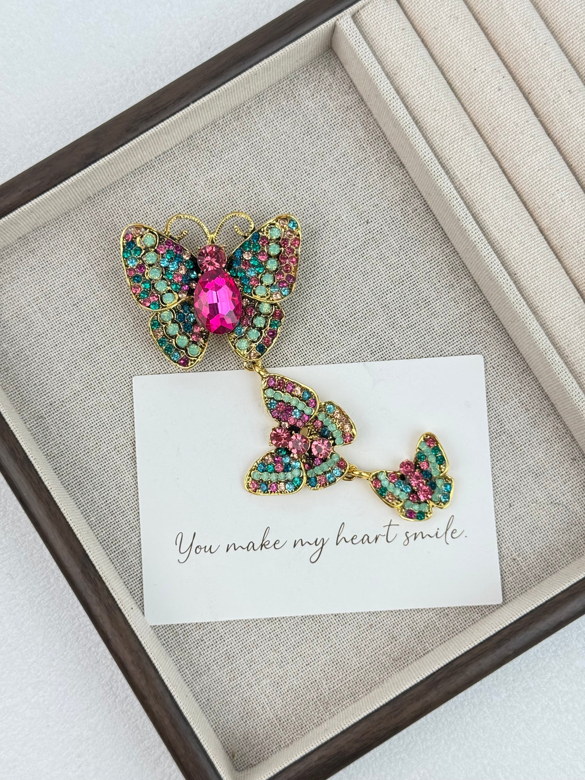 Three Butterflies Crystal Alloy Brooch PA3914