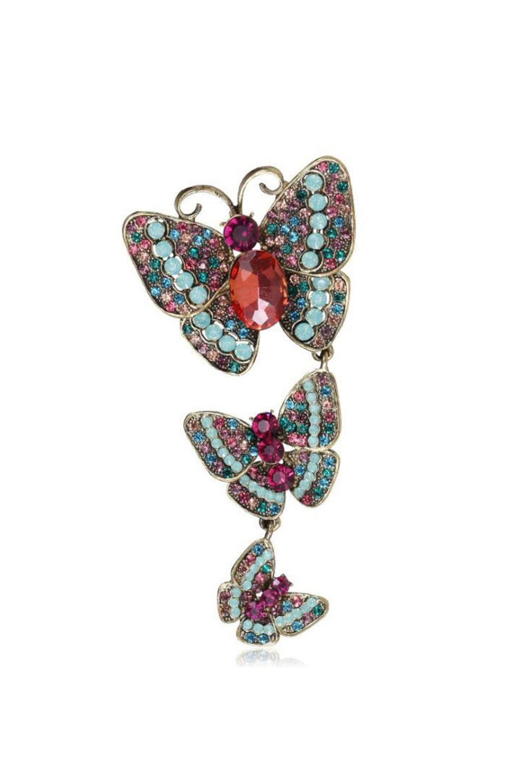 Three Butterflies Crystal Alloy Brooch PA3914 - view 2