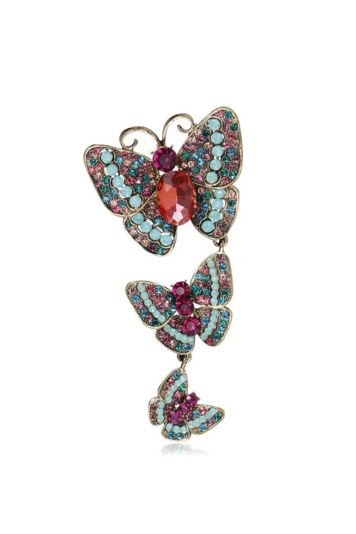 Three Butterflies Crystal Alloy Brooch PA3914 - view 2