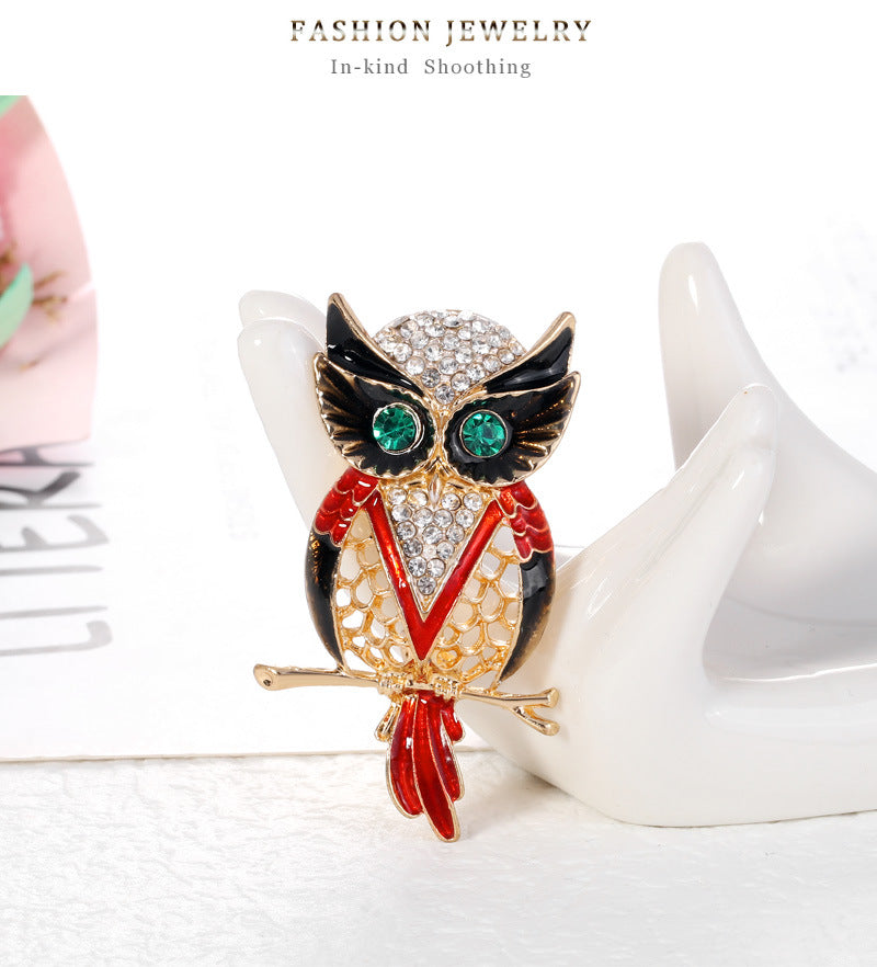 Owl Rhinestone Brooch PA3924