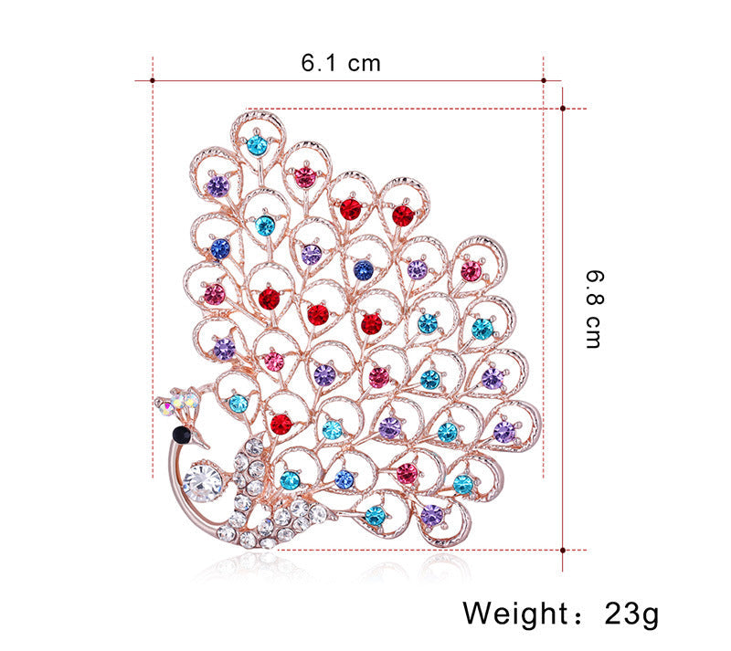Peacock Rhinestone Brooch PA3925