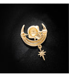 Alloy Oil-Dripping Moon Brooch PA4005 - view 5