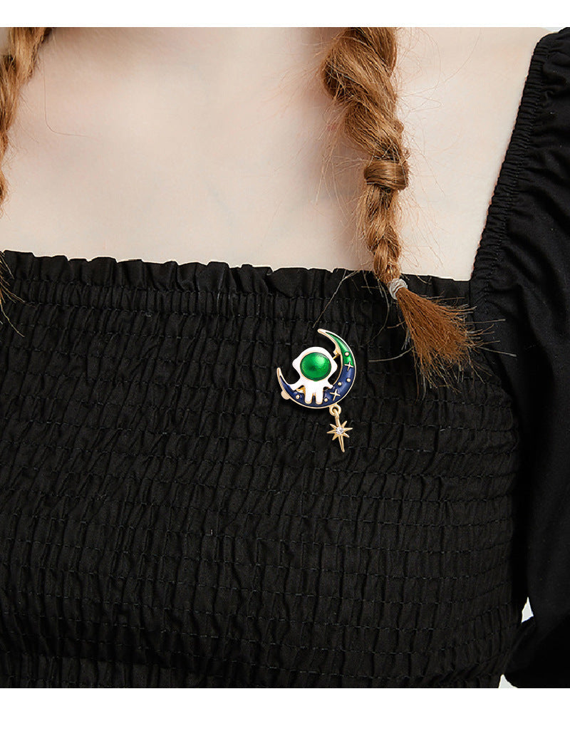 Alloy Oil-Dripping Moon Brooch PA4005 - view 4