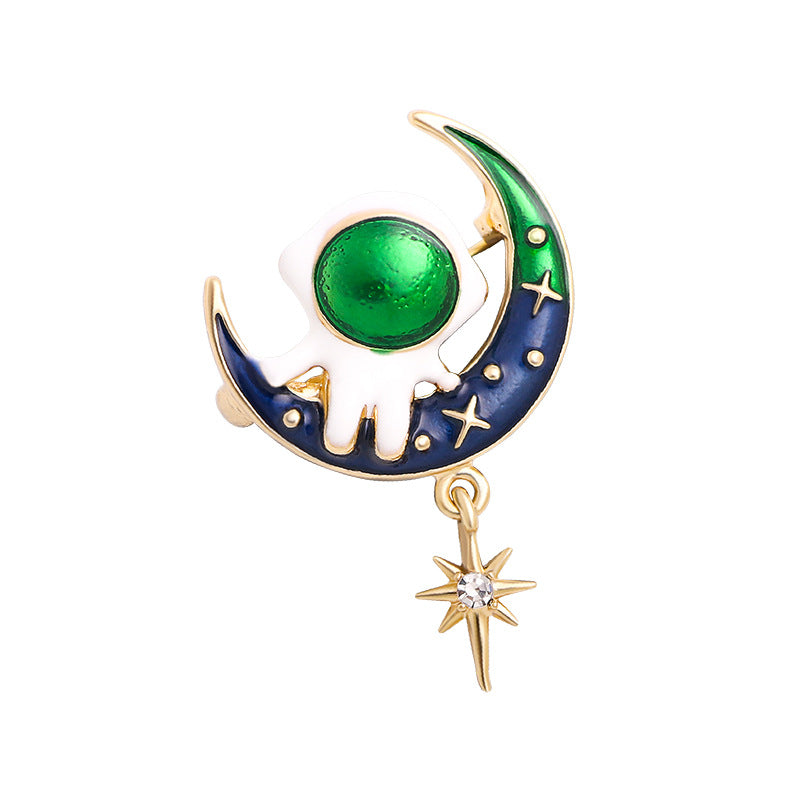 Alloy Oil-Dripping Moon Brooch PA4005