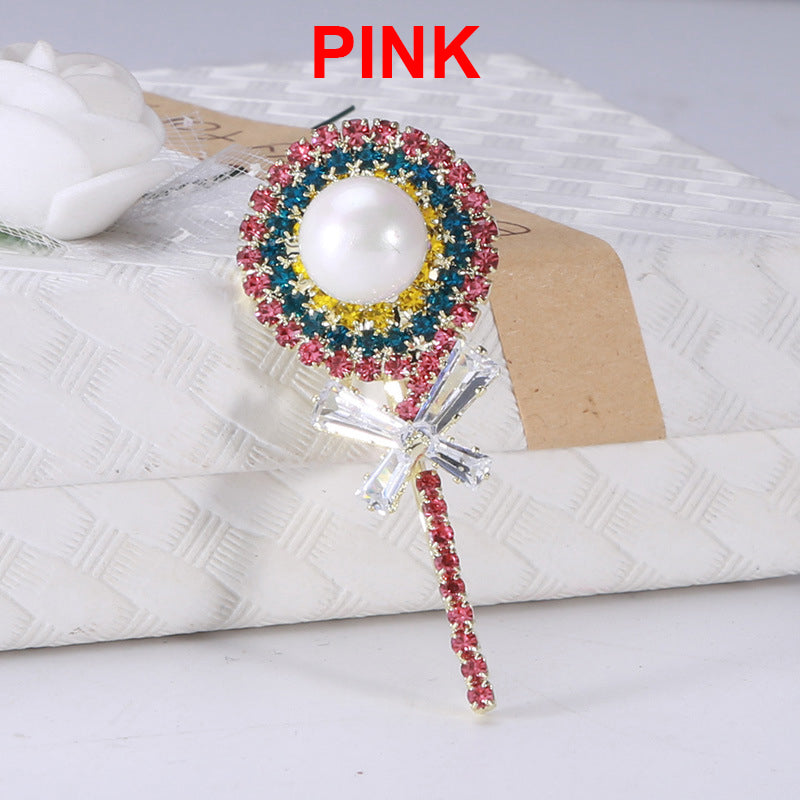 Lollipop Rhinestone Brooch PA4012